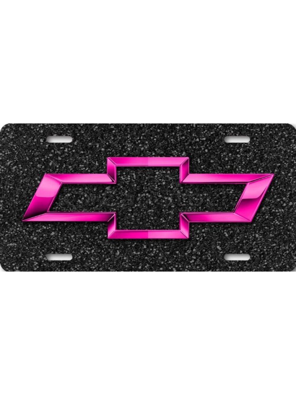 Chevy Bowtie Black & Pink Chrome look on Metal FLAT License Plate 12"x6"